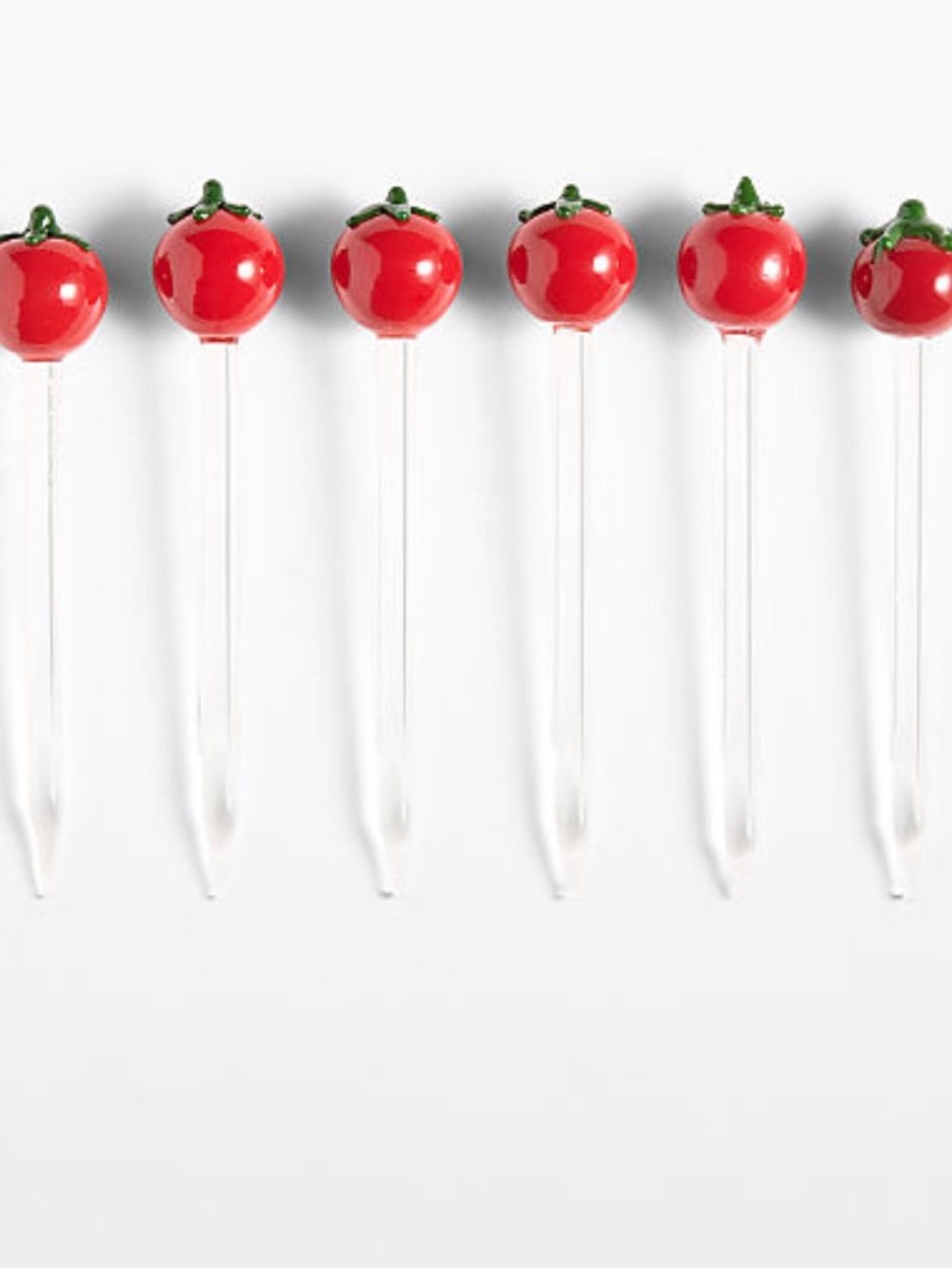 New! 🍅 Crate&Barrel Hand-Blown Glass Cocktail Picks/Stirrers-Set of 6 - Picture 5 of 5